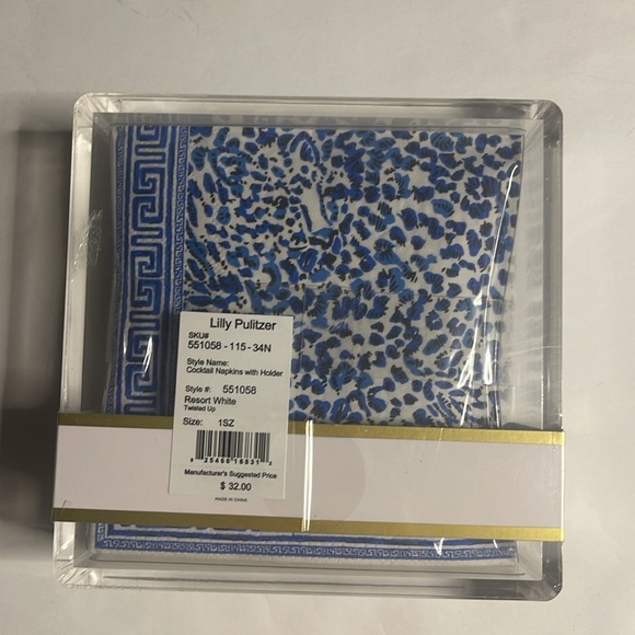 NWT/NIP Lilly Pulitzer Cocktail Napkin Holder Set - Resort White Twisted Up - Picture 5 of 8